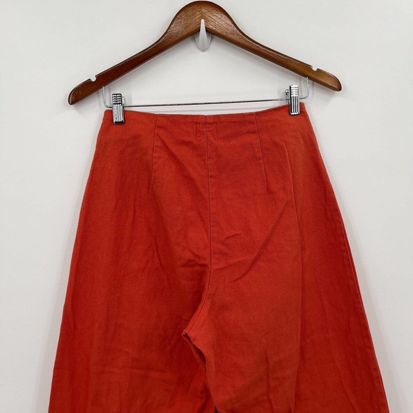 Esby Apparel Pants Women's 6 Orange Cotton Canvas Wide Leg High Rise Boho 70s - Picture 2 of 11